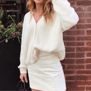 Wilfred Aritzia Elka Cardigan Knit Sweater Ivory Cream Oversized Relaxed Fit